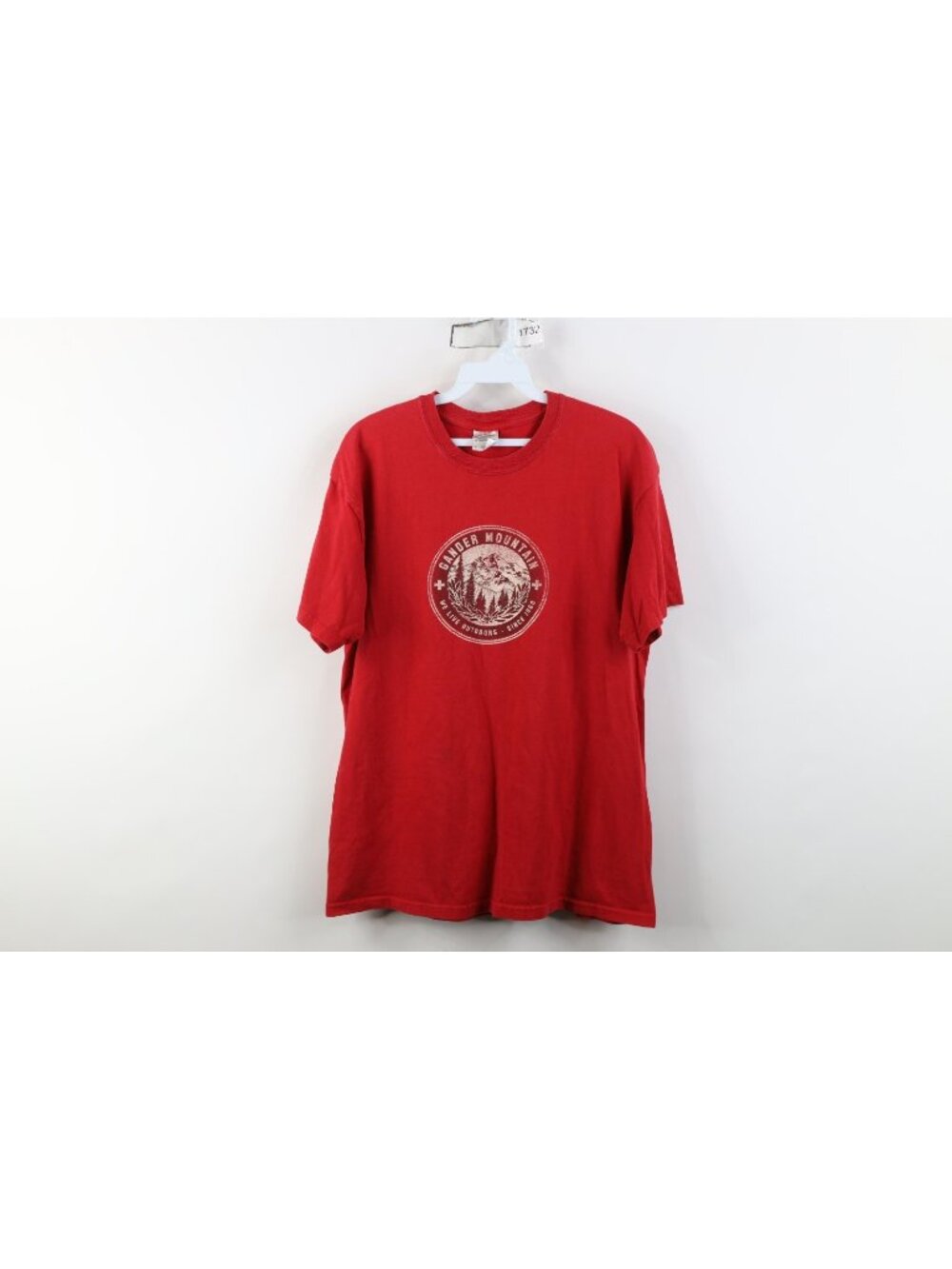 Vintage Mens Medium Faded Spell Out Gander Mountain Nature Hiking T-Shirt Red